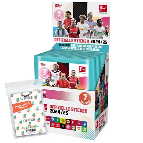 Bundle mit Topps Bundesliga Sammelsticker 2024/2025-1 Display (50 Tüten) + Album+ Exklusive Collect-it Hüllen von collect-it.de MY HOME OF CARDS + TOYS