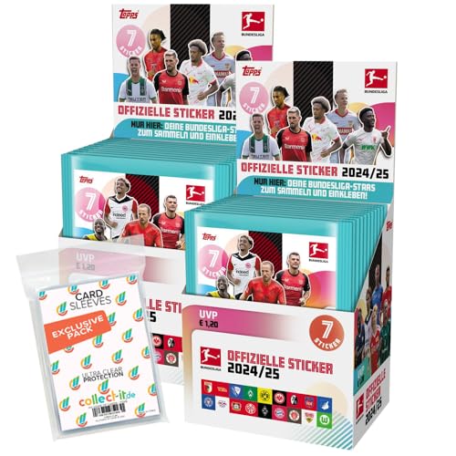 Bundle mit Topps Bundesliga Sammelsticker 2024/2025-2 Displays (100 Tüten)+ Exklusive Collect-it Hüllen von collect-it.de MY HOME OF CARDS + TOYS