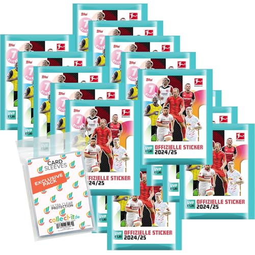 Bundle mit Topps Bundesliga Sammelsticker 2024/2025-20 Tüten + Exklusive Collect-it Hüllen von collect-it.de MY HOME OF CARDS + TOYS