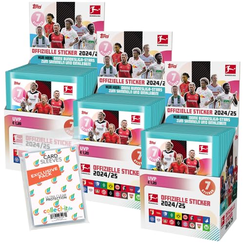 Bundle mit Topps Bundesliga Sammelsticker 2024/2025-3 Displays (150 Tüten)+ Exklusive Collect-it Hüllen von collect-it.de MY HOME OF CARDS + TOYS