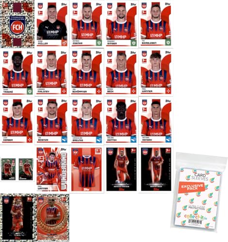 Bundle mit Topps Bundesliga Sammelsticker - 2024/2025 - Mannschaftspaket + Exklusive Collect-it Hüllen (1. FC Heidenheim 1846) von collect-it.de MY HOME OF CARDS + TOYS