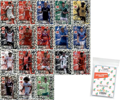 Bundle mit Topps Bundesliga Sammelsticker - 2024/2025 - Mannschaftspaket + Exklusive Collect-it Hüllen (Alle 18 Wunderkind Parallel Glitzer Sticker) von collect-it.de MY HOME OF CARDS + TOYS