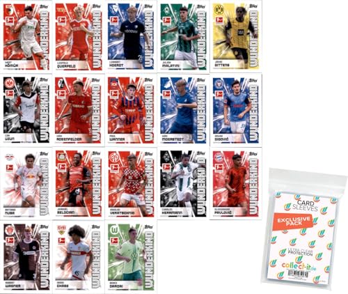 Bundle mit Topps Bundesliga Sammelsticker - 2024/2025 - Mannschaftspaket + Exklusive Collect-it Hüllen (Alle 18 Wunderkind Sticker) von collect-it.de MY HOME OF CARDS + TOYS