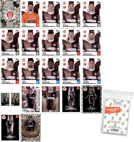 Bundle mit Topps Bundesliga Sammelsticker - 2024/2025 - Mannschaftspaket + Exklusive Collect-it Hüllen (FC ST. Pauli) von collect-it.de MY HOME OF CARDS + TOYS