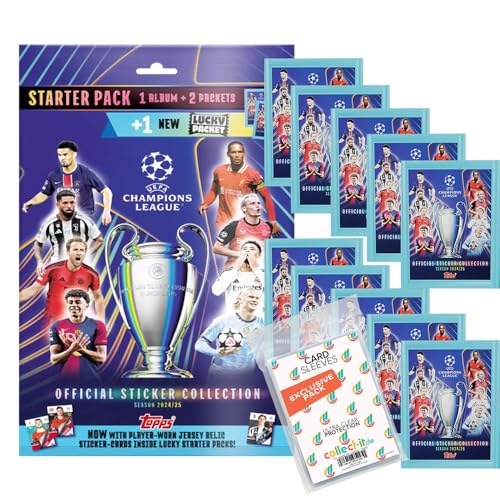 Bundle mit Topps - Champions League 2024/2025 - Sammelsticker - 1 Starterpack + 10 Tüten + Exklusive Collect-it Hüllen Bundle mit Topps - Champions League 2024/2025 - Sammelsticker - 1 Starterpack + 10 Tüten + Exklusive Collect-it Hüllen von collect-it.de MY HOME OF CARDS + TOYS