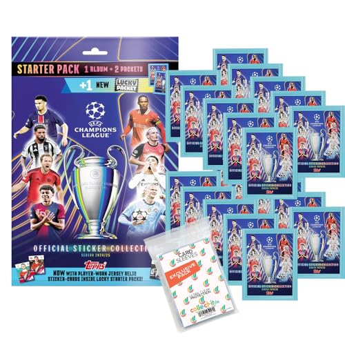 Bundle mit Topps - CL 2024/2025 - Sammelsticker - 1 Starterpack + 20 Tüten + Exklusive Collect-it Hüllen von collect-it.de MY HOME OF CARDS + TOYS