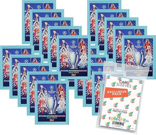 Bundle mit Topps - CL 2024/2025 - Sammelsticker - 20 Tüten + Exklusive Collect-it Hüllen von collect-it.de MY HOME OF CARDS + TOYS