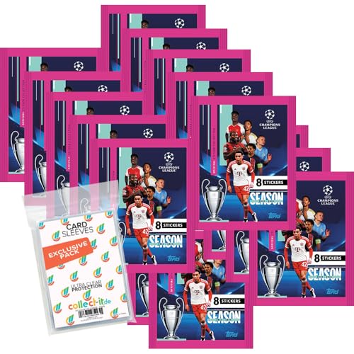 Bundle mit Topps - Champions League 2023/24 - Sammelsticker - 20 Tüten + Exklusive Collect-it Hüllen von collect-it.de MY HOME OF CARDS + TOYS