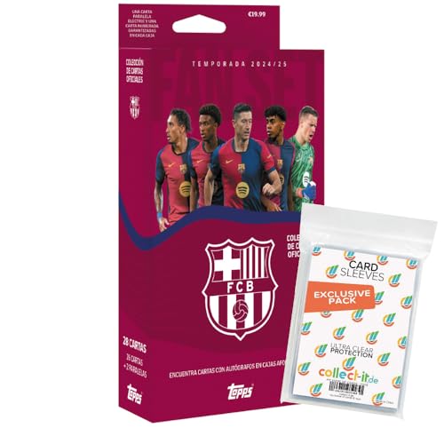 Bundle mit Topps FC Barcelona Set 2024/25-1x Box + Exklusive Collect-it Hüllen von collect-it.de MY HOME OF CARDS + TOYS