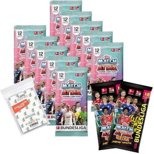 Bundle mit Topps Match Attax Bundesliga - 2023/24-10 Booster + Exklusive Collect-it Hüllen + Match Attax 2022/23 Extra - 2 Booster von collect-it.de MY HOME OF CARDS + TOYS