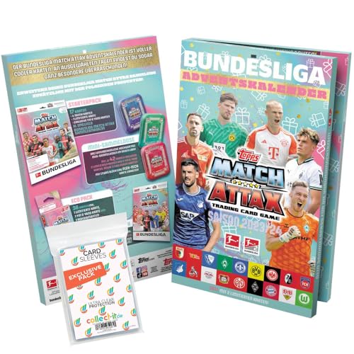 Bundle mit Topps Match Attax Bundesliga 2023/24 - Adventskalender + Exklusive Collect-it Hüllen von collect-it.de MY HOME OF CARDS + TOYS