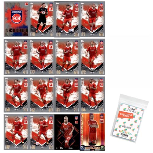 Bundle mit Topps Match Attax Bundesliga - 2023/24 - Mannschaftspaket - 1. FC Heidenheim 1846 + Exklusive Collect-it Hüllen von collect-it.de MY HOME OF CARDS + TOYS