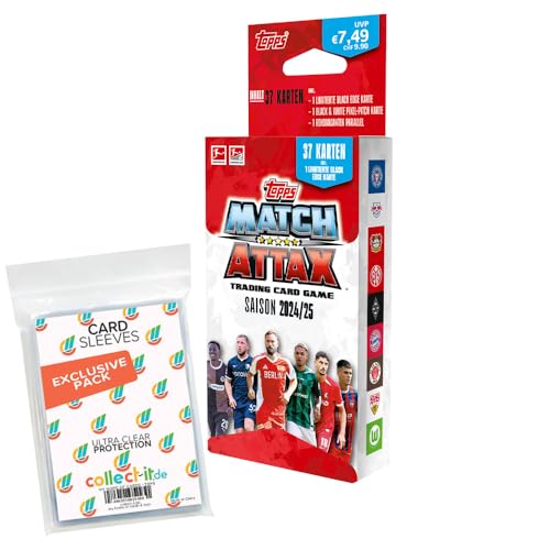 Bundle mit Topps Match Attax Bundesliga - 2024/2025-1 Blister + Exklusive Collect-it Hüllen von collect-it.de MY HOME OF CARDS + TOYS