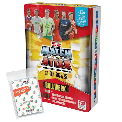 Bundle mit Topps Match Attax Bundesliga - 2024/2025-1 Bollwerk Mini Tin Box + Exklusive Collect-it Hüllen von collect-it.de MY HOME OF CARDS + TOYS