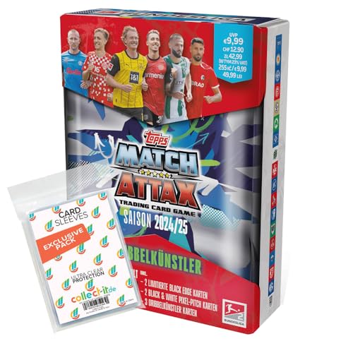 Bundle mit Topps Match Attax Bundesliga - 2024/2025-1 Dribbelkünstler Mini Tin Box + Exklusive Collect-it Hüllen von collect-it.de MY HOME OF CARDS + TOYS