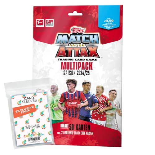 Bundle mit Topps Match Attax Bundesliga - 2024/2025-1 Multipack + Exklusive Collect-it Hüllen von collect-it.de MY HOME OF CARDS + TOYS