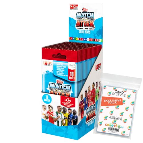 Bundle mit Topps Match Attax Bundesliga - 2024/2025-1 Powerpack Display (14 Booster) + Exklusive Collect-it Hüllen von collect-it.de MY HOME OF CARDS + TOYS