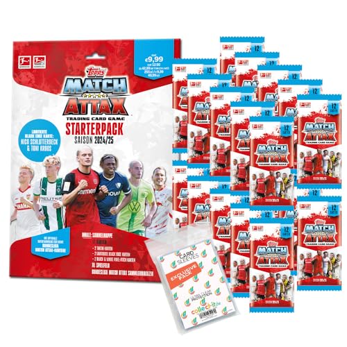 Bundle mit Topps Match Attax Bundesliga - 2024/2025-1 Starter + 20 Booster + Exklusive Collect-it Hüllen von collect-it.de MY HOME OF CARDS + TOYS