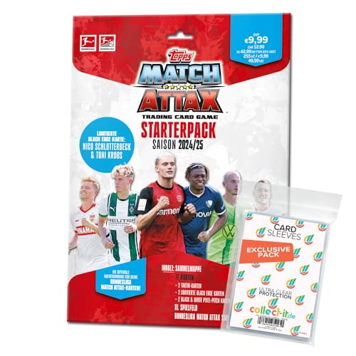 Bundle mit Topps Match Attax Bundesliga - 2024/2025-1 Starter + Exklusive Collect-it Hüllen von collect-it.de MY HOME OF CARDS + TOYS