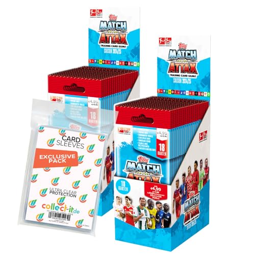 Bundle mit Topps Match Attax Bundesliga - 2024/2025-2 Powerpack Display (28 Booster) + Exklusive Collect-it Hüllen von collect-it.de MY HOME OF CARDS + TOYS