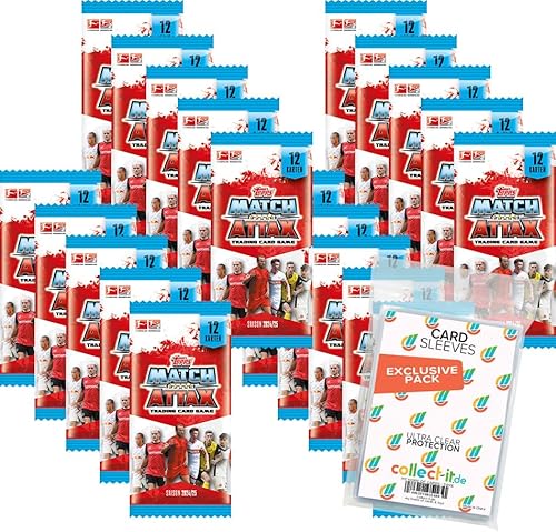 Bundle mit Topps Match Attax Bundesliga - 2024/2025-20 Booster + Exklusive Collect-it Hüllen von collect-it.de MY HOME OF CARDS + TOYS