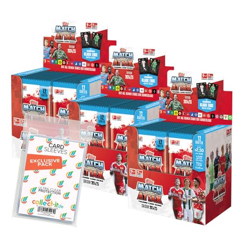 Bundle mit Topps Match Attax Bundesliga - 2024/2025-3 Display (108 Booster) + Exklusive Collect-it Hüllen von collect-it.de MY HOME OF CARDS + TOYS