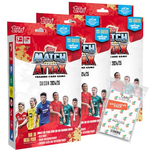 Bundle mit Topps Match Attax Bundesliga - 2024/2025-3 Mega Packs + Exklusive Collect-it Hüllen von collect-it.de MY HOME OF CARDS + TOYS