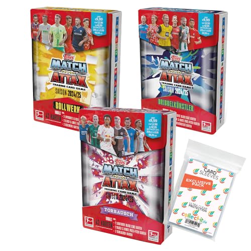 Bundle mit Topps Match Attax Bundesliga - 2024/2025 - Alle 3 verschiedenen Mini Tin Boxen + Exklusive Collect-it Hüllen von collect-it.de MY HOME OF CARDS + TOYS