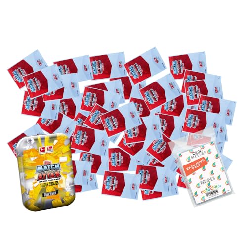 Bundle mit Topps Match Attax Bundesliga - 2024/2025 + Exklusive Collect-it Hüllen (50 Verschiedene, zufällige Karten + 1 Leere Mini Tin Box) von collect-it.de MY HOME OF CARDS + TOYS