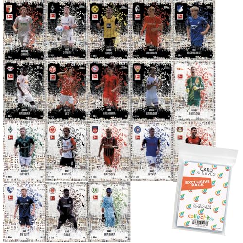 Bundle mit Topps Match Attax Bundesliga - 2024/25 - Alle 18 Black and White Pixel-Pitch Karten + Exklusive Collect-it Hüllen von collect-it.de MY HOME OF CARDS + TOYS