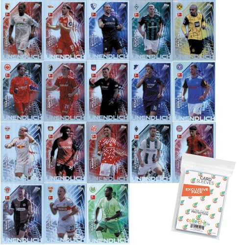 Bundle mit Topps Match Attax Bundesliga - 2024/25 - Alle 18 Unendlich Karten + Exklusive Collect-it Hüllen von collect-it.de MY HOME OF CARDS + TOYS