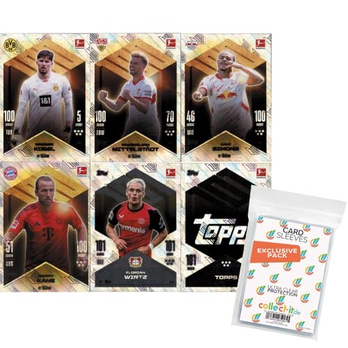 Bundle mit Topps Match Attax Bundesliga - 2024/25 - Mannschaftspaket + Exklusive Collect-it Hüllen (Alle 6 Club 100 Karten) von collect-it.de MY HOME OF CARDS + TOYS