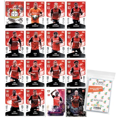 Bundle mit Topps Match Attax Bundesliga - 2024/25 - Mannschaftspaket - Bayer 04 Leverkusen + Exklusive Collect-it Hüllen von collect-it.de MY HOME OF CARDS + TOYS