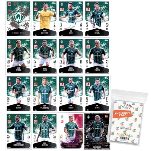 Bundle mit Topps Match Attax Bundesliga - 2024/25 - Mannschaftspaket - SV Werder Bremen + Exklusive Collect-it Hüllen von collect-it.de MY HOME OF CARDS + TOYS