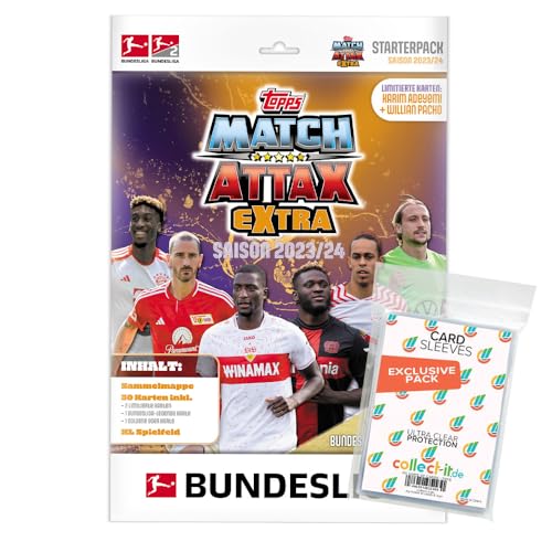 Bundle mit Topps Match Attax EXTRA Bundesliga 2023/24-1 Starter + Exklusive Collect-it Hüllen von collect-it.de MY HOME OF CARDS + TOYS