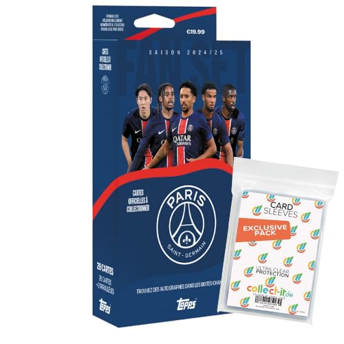 Bundle mit Topps Paris Saint-Germain Set 2024/25-1x Box + Exklusive Collect-it Hüllen von collect-it.de MY HOME OF CARDS + TOYS