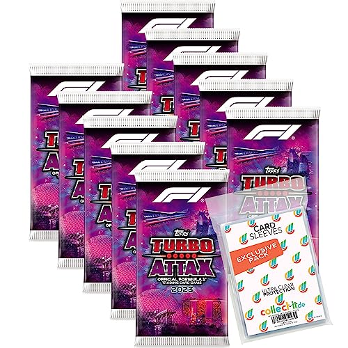 Bundle mit Topps - Turbo Attax Formel 1 2023-10 Booster + Exklusive Collect-it Hüllen von collect-it.de MY HOME OF CARDS + TOYS