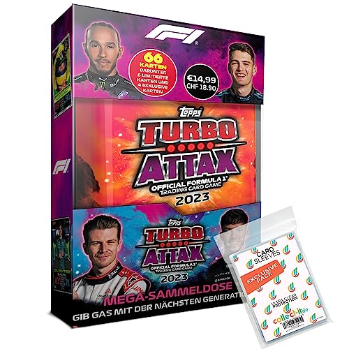 Bundle mit Topps - Turbo Attax Formel 1 2023 - Tin Box Orange + Exklusive Collect-it Hüllen von collect-it.de MY HOME OF CARDS + TOYS