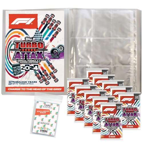 Bundle mit Topps - Turbo Attax Formel 1 2024-1 Leere Sammelmappe + 10 Booster + Exklusive Collect-it Hüllen von collect-it.de MY HOME OF CARDS + TOYS