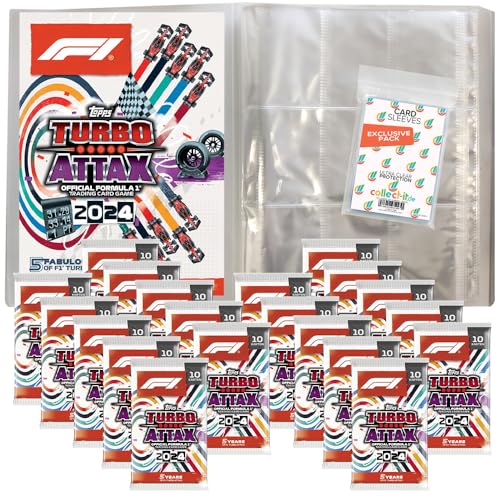 Bundle mit Topps - Turbo Attax Formel 1 2024-1 Leere Sammelmappe + 20 Booster + Exklusive Collect-it Hüllen von collect-it.de MY HOME OF CARDS + TOYS