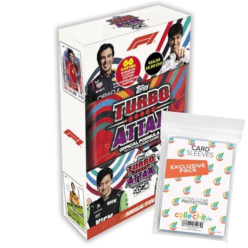 Bundle mit Topps - Turbo Attax Formel 1 2024 + Exklusive Collect-it Hüllen (1 Mega Tin Box Revved Up (Rot)) von collect-it.de MY HOME OF CARDS + TOYS