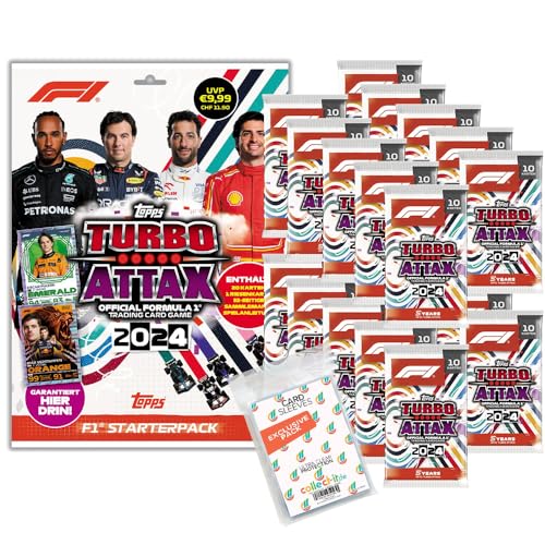 Bundle mit Topps - Turbo Attax Formel 1 2024-1 Starter + 20 Booster + Exklusive Collect-it Hüllen von collect-it.de MY HOME OF CARDS + TOYS