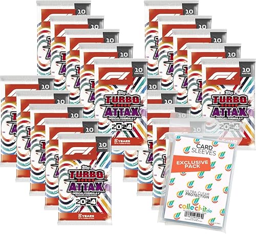 Bundle mit Topps - Turbo Attax Formel 1 2024-20 Booster + Exklusive Collect-it Hüllen von collect-it.de MY HOME OF CARDS + TOYS