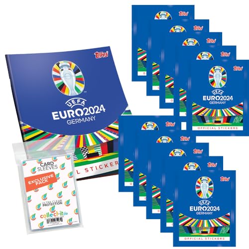 Bundle mit UEFA Euro 2024 Germany - Sammelsticker - 1 Album + 10 Tüten + Exklusive Collect-it Hüllen von collect-it.de MY HOME OF CARDS + TOYS