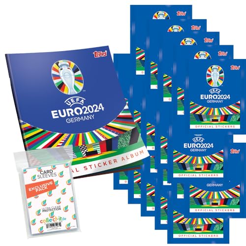 Bundle mit UEFA Euro 2024 Germany - Sammelsticker - 1 Album + 50 Tüten + Exklusive Collect-it Hüllen von collect-it.de MY HOME OF CARDS + TOYS