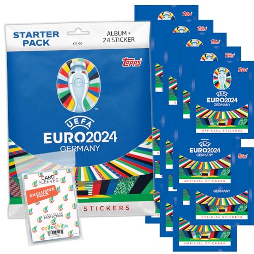 Bundle mit UEFA Euro 2024 Germany - Sammelsticker - 1 Starter + 20 Tüten + Exklusive Collect-it Hüllen von collect-it.de MY HOME OF CARDS + TOYS