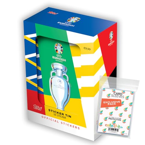 Bundle mit UEFA Euro 2024 Germany - Sammelsticker - 1 Mini Tin Box + Exklusive Collect-it Hüllen von collect-it.de MY HOME OF CARDS + TOYS