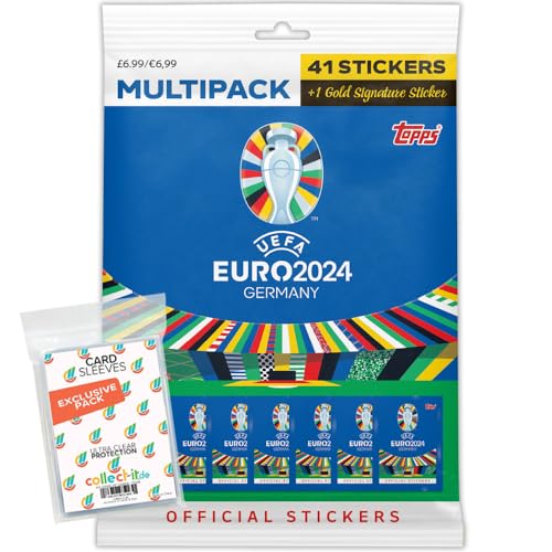 Bundle mit UEFA Euro 2024 Germany - Sammelsticker - 1 Multipack + Exklusive Collect-it Hüllen von collect-it.de MY HOME OF CARDS + TOYS