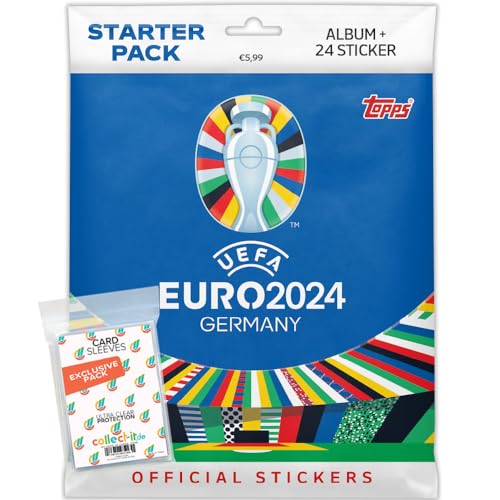 Bundle mit UEFA Euro 2024 Germany - Sammelsticker - 1 Starter Pack + Exklusive Collect-it Hüllen von collect-it.de MY HOME OF CARDS + TOYS