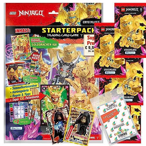 Bundle mit Blue Ocean LEGO Ninjago Serie 8 Trading Cards - 1 Starter + 5 Booster + 2 Limitierte Star Wars Karten + Exklusive collect-it Hüllen von collect-it.de MY HOME OF CARDS + TOYS